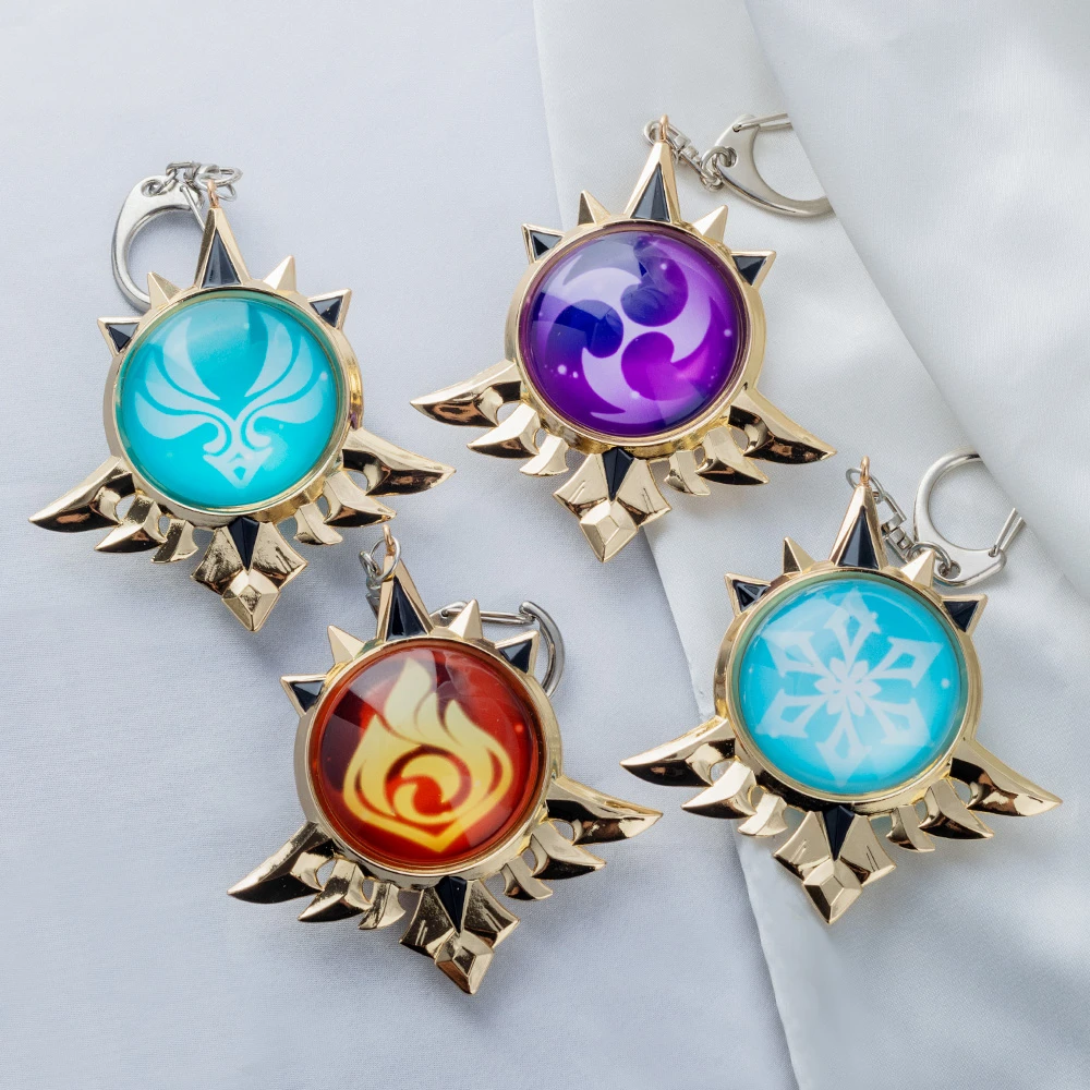 Genshin Impact Eyes Of God Metal KeyChains Trinket Mondstadt Liyue Harbor Anime Accessories Bag Pendant Key Chains High Quality