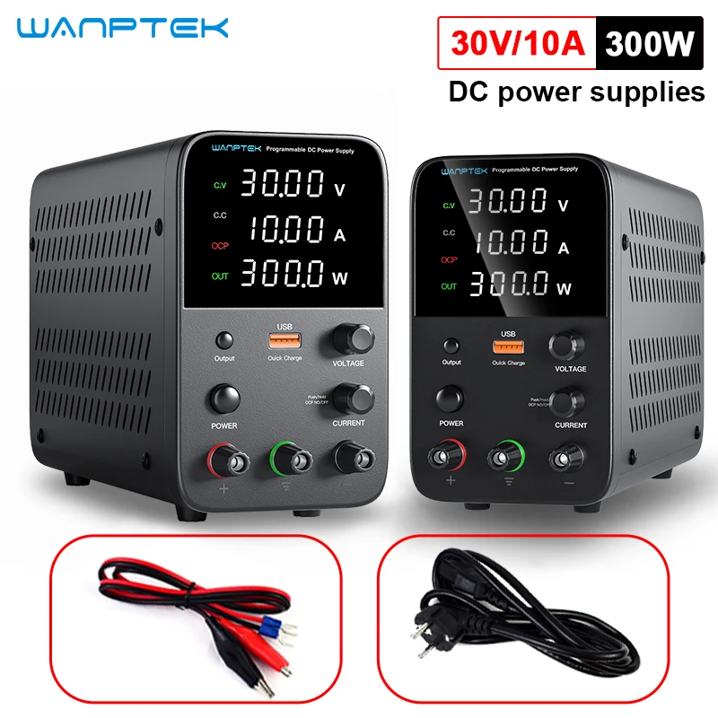 Wanptek Adjustable DC power supply 30V 10A USB Digital Lab Bench Power Source Stabilized Power Supply Voltage Regulator Switch