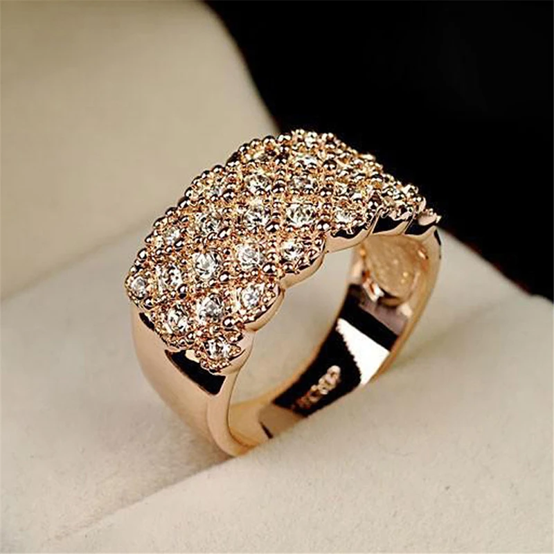 Engagement Wedding Ring Fashion Popular Gold Color Zirconia Women's Ring Party Charm Accessories Lover Gift