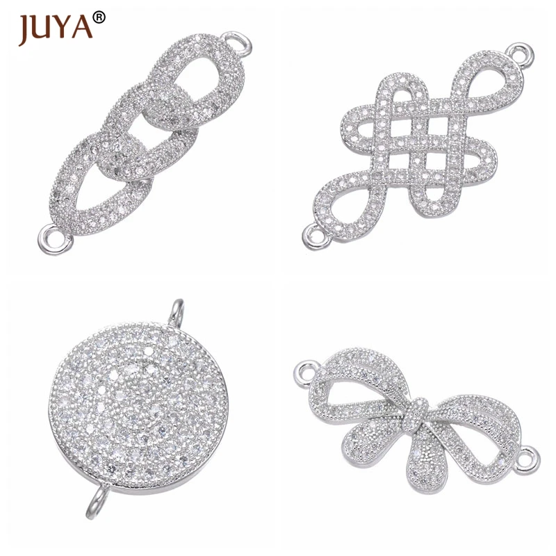 Juya Luxury Series Copper Zircon Connector Accessories For Jewelry Hand made DIY Making Bracelets Necklaces Earrings Charms