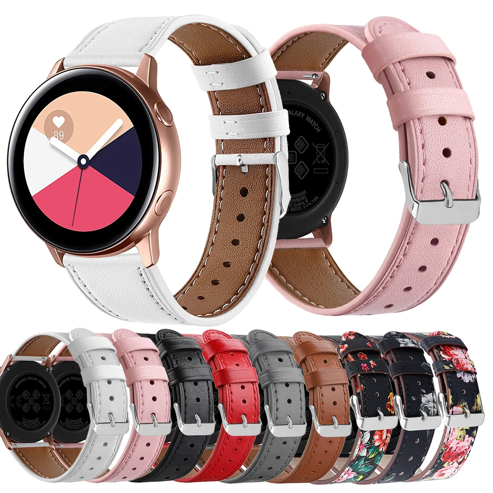 Essidi 20mm Leather Strap For Samsung Galaxy Watch Active 1 2 Smart Bracelet Band Loop For Samsung Galaxy Watch 42mm Watch 3 41