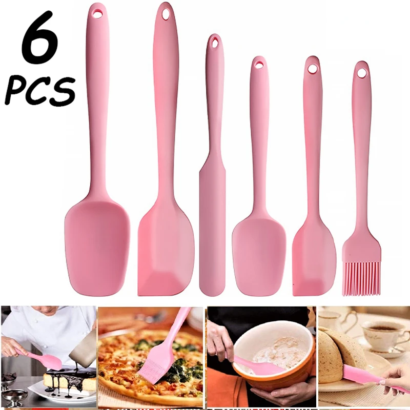 Non-Stick Silicone Cream Spatula Scraper Spoon Oil Brush Heat-Resistant Spatulas Flexible Kitchen Utensils for Baking Cooking