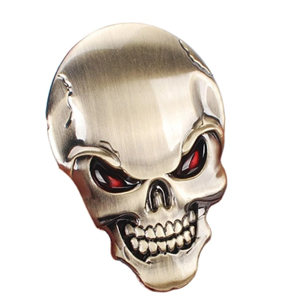 3D Metal Gold Black Skull Skeleton Car Motorcycle Decal Stickers Emblem Badge In-Stock Stocked Wholesale