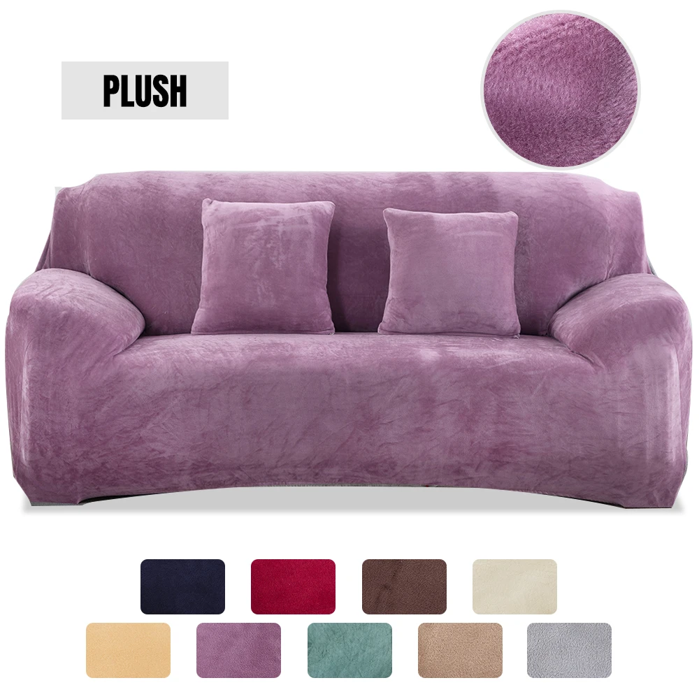 Velvet Plush Thicken Sofa Cover All-inclusive Elastic Sectional Couch Cover for Living Room Chaise Longue L Shaped Corner Covers