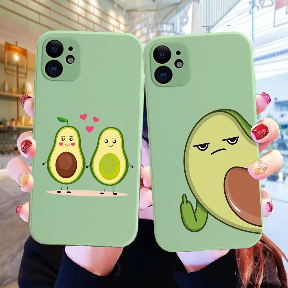 Cute Cartoon Fruit Avocado Soft Silicone Phone Case For iphone XR XS 11 Pro Max 6S 7 8 plus 12 Holder Cover Luxury Gift Coque