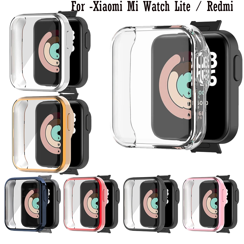 Full Protective Case Cover Shell For Xiaomi Mi Watch Lite / Redmi SmartWatch Accessories Frame Cases 360 TPU Screen Protective