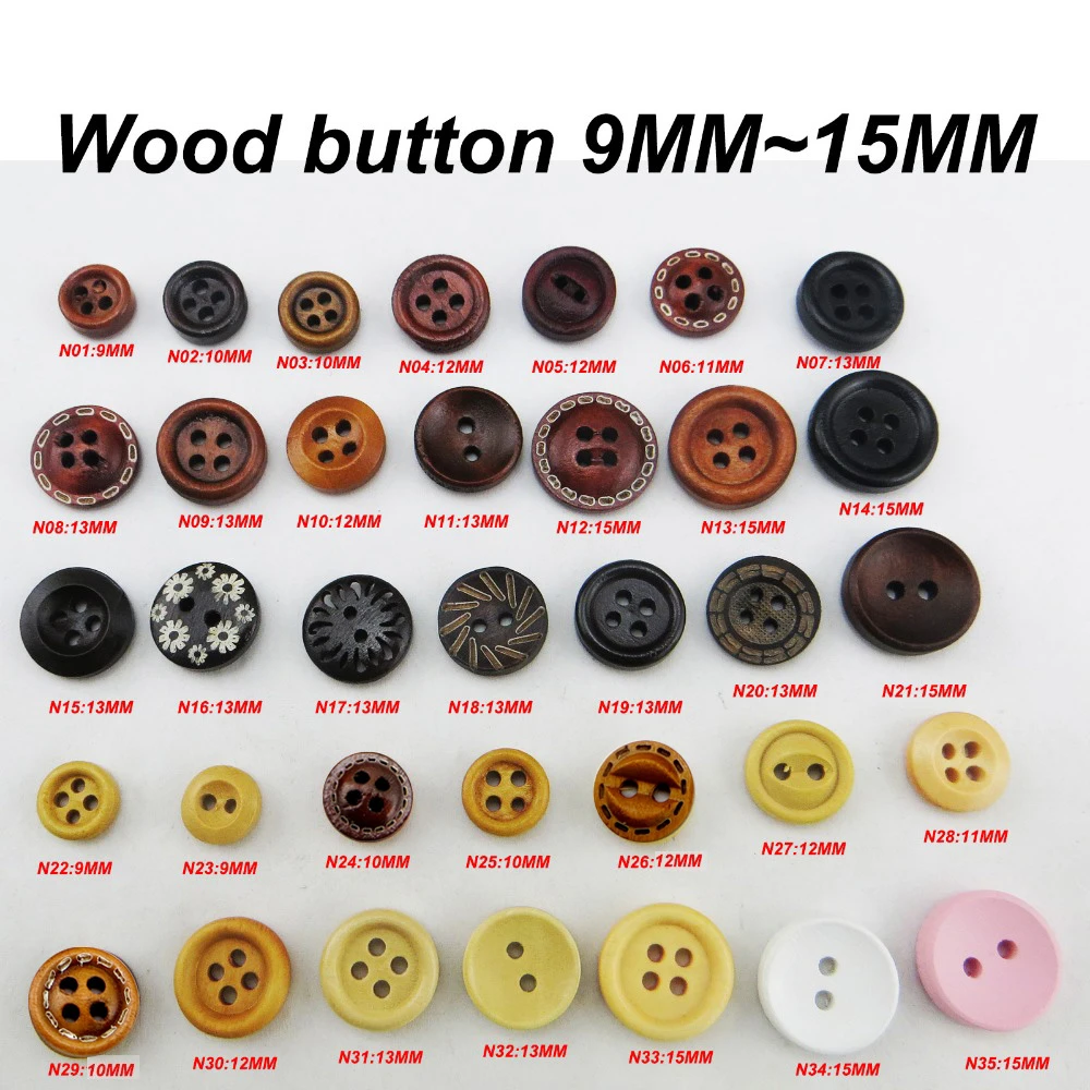 100PCS COFFEE  Painting Wooden Buttons 10MM Sewing Clothes Boots Coat Accessory Kid Shirt Button 4 Holes MCB-973