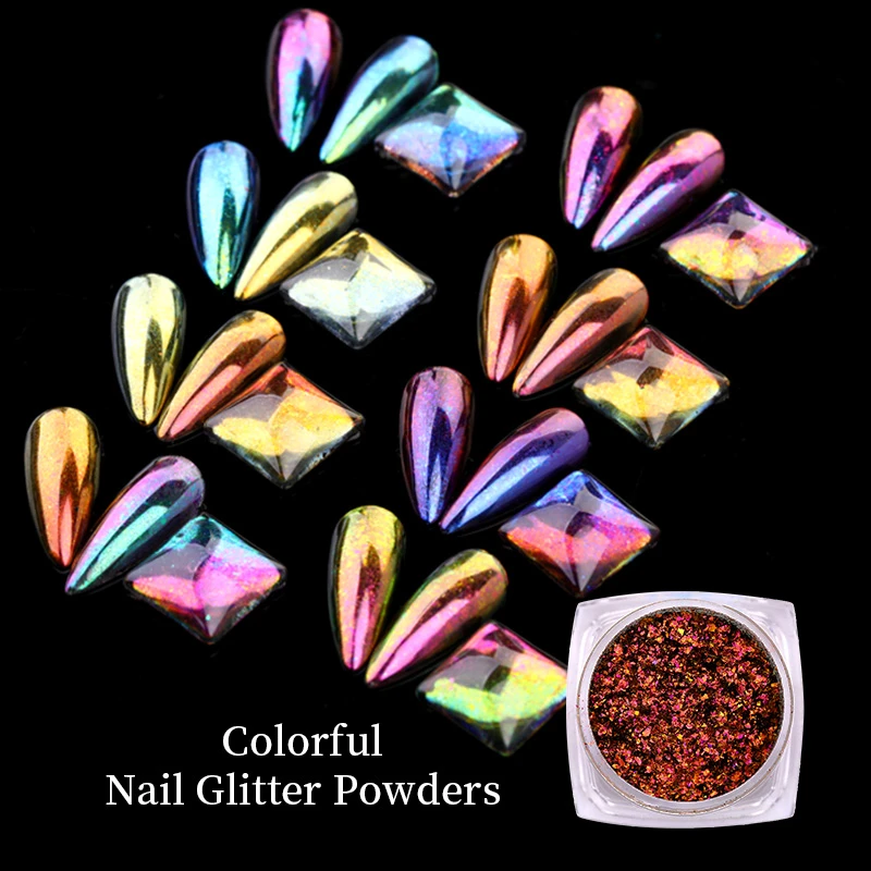 1Box Chameleon Nail Colorful Irregular Flakes Glitter Powder 3D Nail Art Decoration Sparkly Chrome Pigment Manicures DIY Design