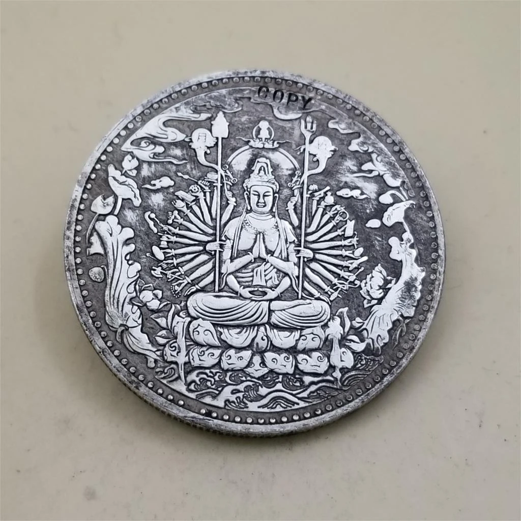 China coin copy fengshui Buddha good luck replica coin collectible plated copper coin craft mascot