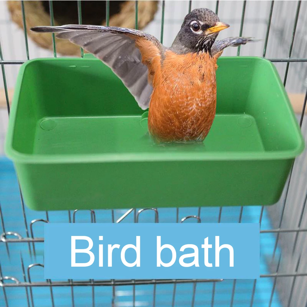 Multifunction Creative Green Food Tray Parrot Bathtub Animal Cage Standing Wash Shower Box Bird Toys Pet Bird Cleaning Products