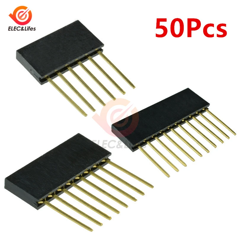 50Pcs/lot 2.5mm 6Pin 8Pin 10Pin Single Row Female Long Pins 11mm Breakaway PCB Board Pin Header Socket Connector For Arduino