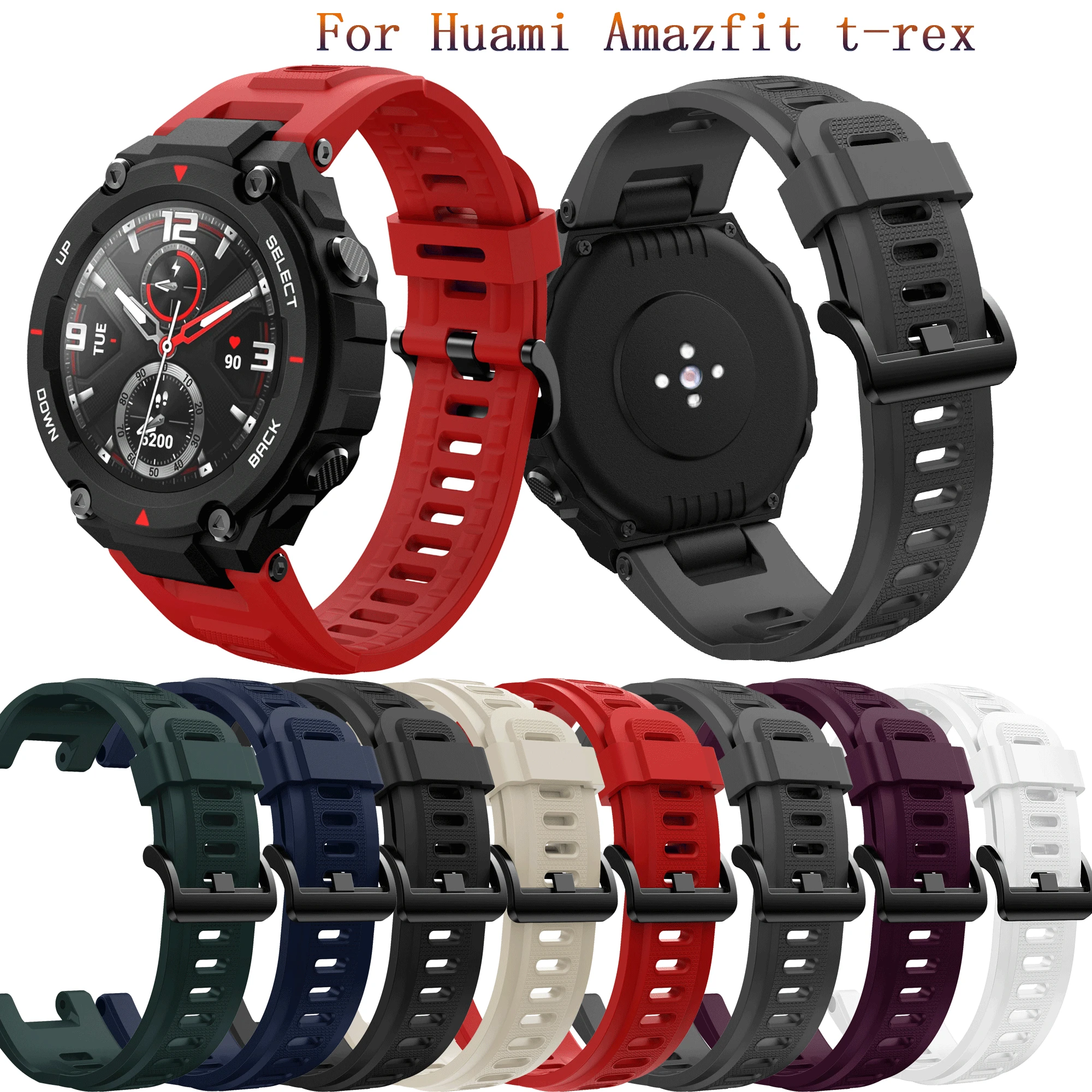 New Replacement Sport Strap For Huami Amazfit T-Rex Adjustable Strap Bracelet For Xiaomi Amazfit T-Rex Pro Watch Silicone Strap