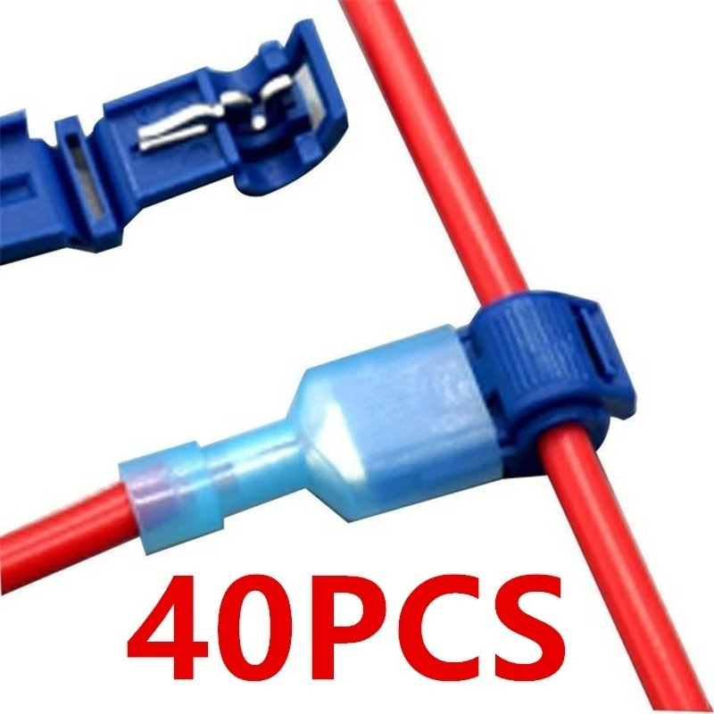 40Pcs Quick Electrical Cable Connectors Snap Splice Lock Wire Terminals Crimp