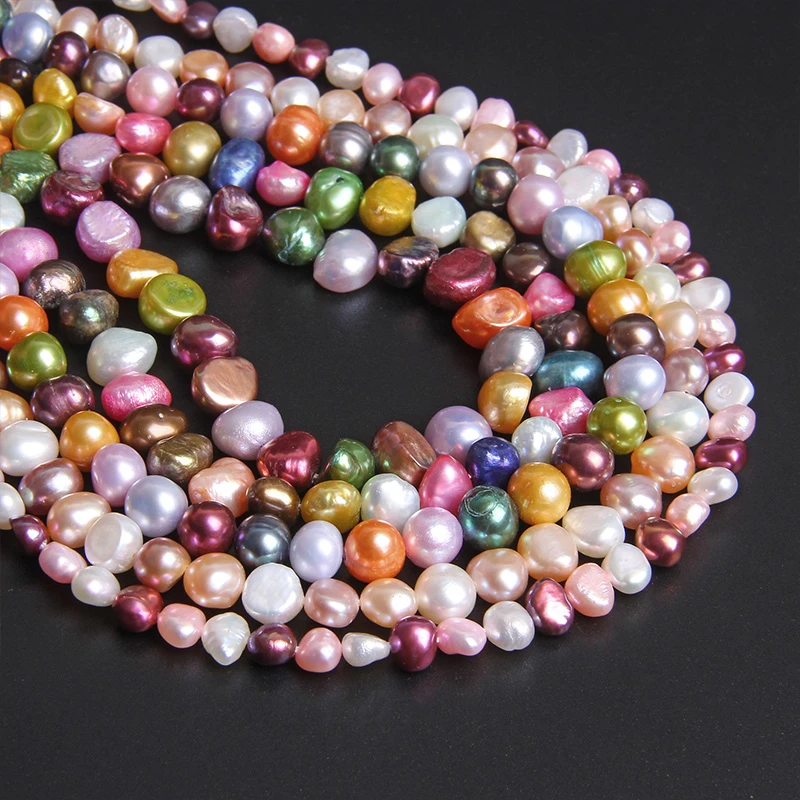 Multi Colors Natural Baroque Pearls Mixed Real Freshwater Pearl Plated Potato Loose Perle Beads For Jewelry Making DIY 14.5”