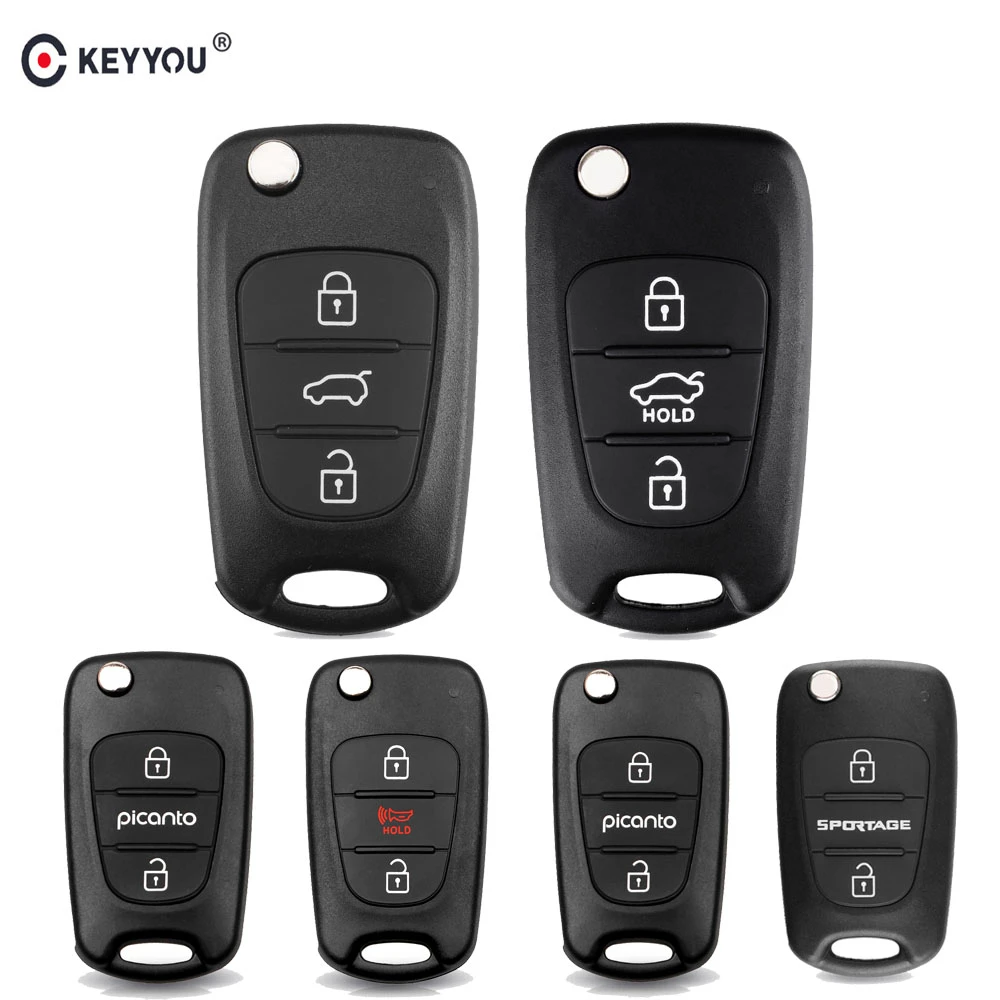 KEYYOU For Kia Rio 3 Picanto Soul Ceed Cerato Sportage K2 K3 K5 3 Buttons Flip Folding Remote Auto Car Key Shell Blanks Case