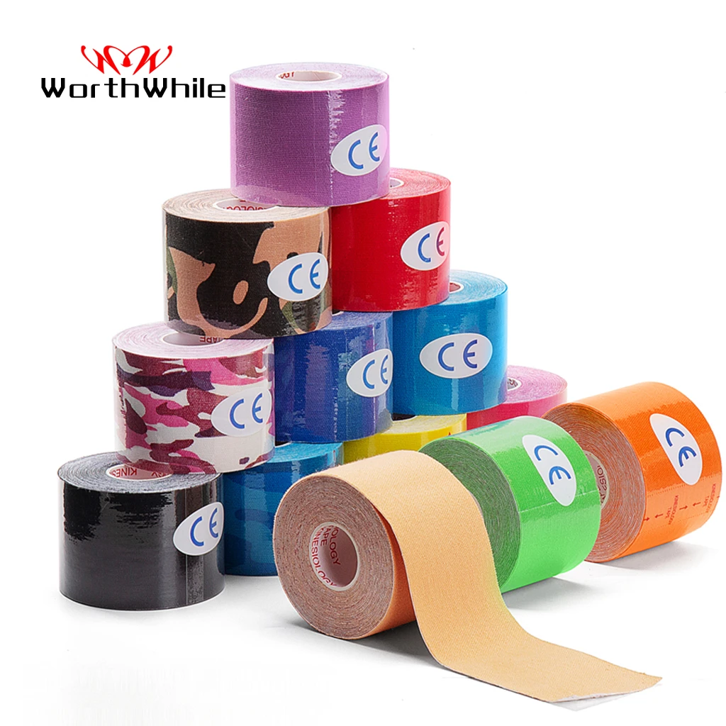 WorthWhile 5 Size Kinesiology Tape Athletic Recovery Self Adherent Wrap Taping Medical Muscle Pain Relief Knee Pads Protector