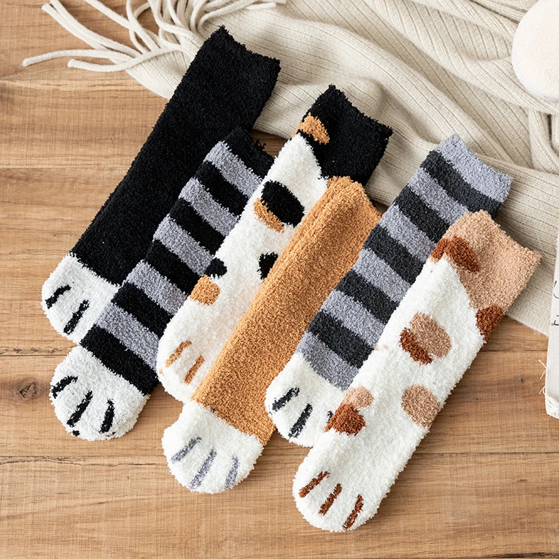 Winter Women's Cat Claw Socks Girl's Winter Thick And Warm Socks Happy And Funny Famle Socks Korean Style Socks Cartoon Socks