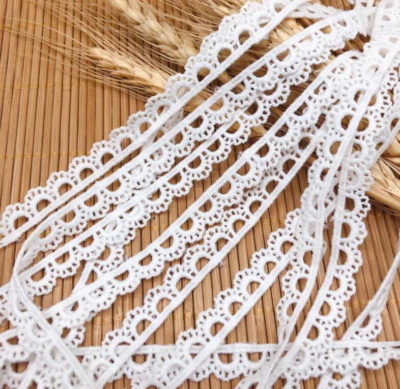 5 Yards/lot 1CM Width Milk Silk White Sewing Flower Lace Fabric Trims Water Soluble Exquisite Lace Trim DIY Sewing Materials
