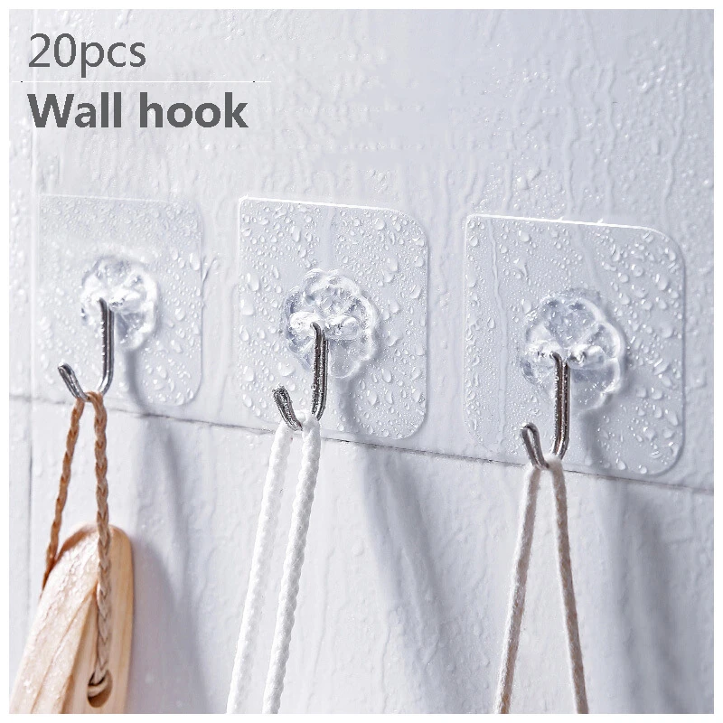 20Pcs Transparent Strong Self Adhesive Door Wall Hangers Hooks Suction Heavy Load Rack Cup Sucker for Kitchen Bathroom