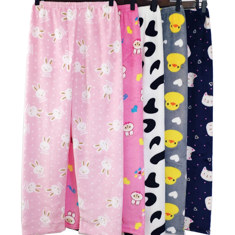 Women's Flannel Pajama Pants Warm Loose Comfortable Coral Fleece Home Pants Plush Pants 2021 New