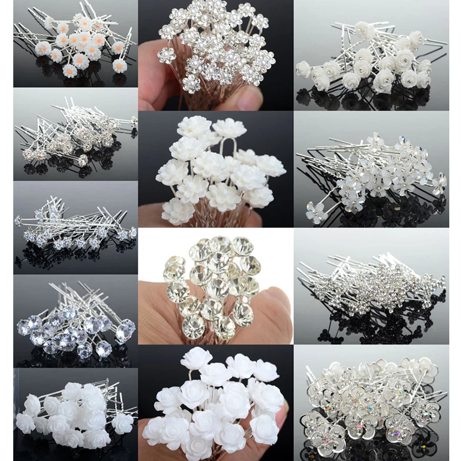 20/40PCS Wedding Bridal Pearl Hair Pins Flower Crystal hairpin Hair Clips Bridesmaid Jewelry Accessories Wholesale Drop Ship