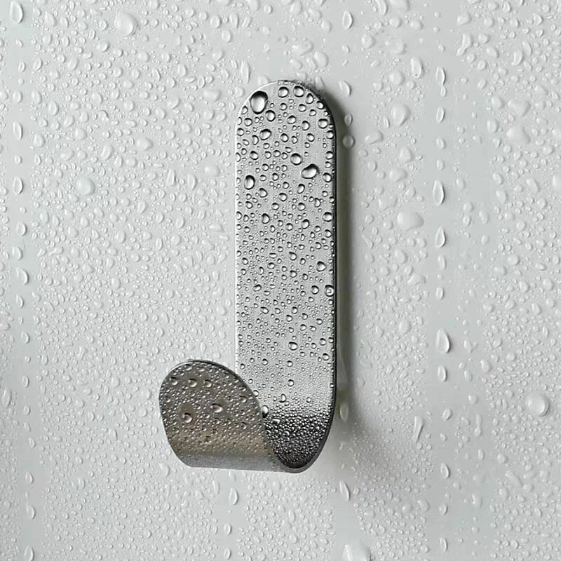 Stainless Steel J-hook Door Wall Clothes Towel Hook Pasted Metal Bathroom Bracket Kitchen Bathroom Accessories