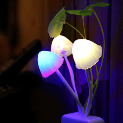 Mushroom Lamp Novelty Night Light Fungus Luminaria Lamp LED 3 Colorful LED Night Lights Sensor 220v Fungus Luminaria Lamp