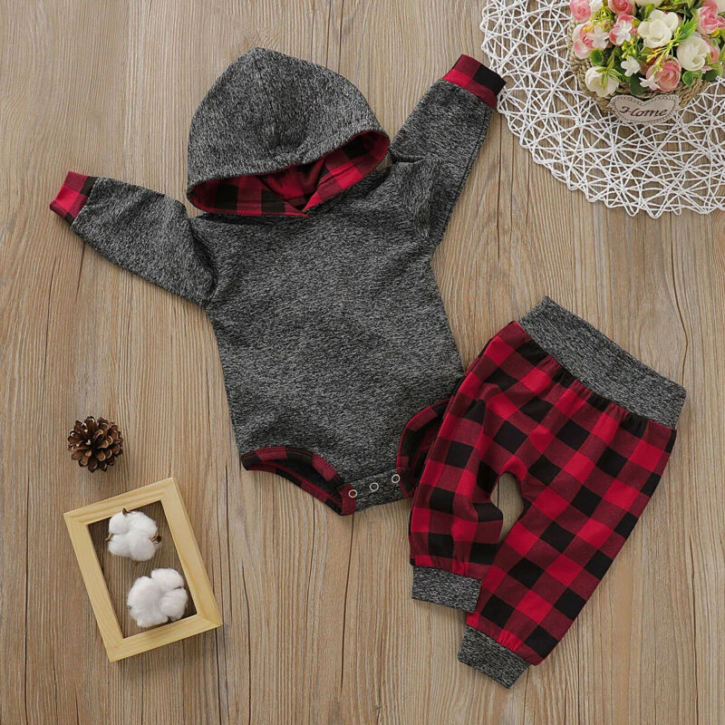 Pudcoco Toddler Baby Boy Girl Kids Hooded Bodysuit Pants Autumn Winter Outfit Clothes Baby Clothing New Style 2021