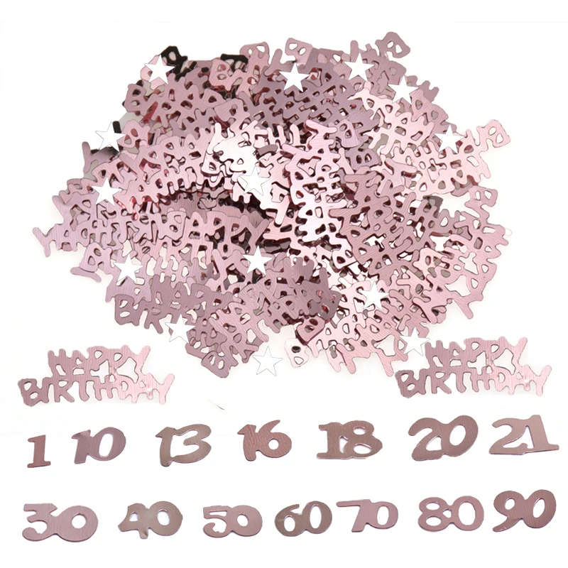 15g/bags Rose Gold Happy Birthday Number Confetti Figure 18 20 30 50 60 Confetti Birthday Party Decorations Wedding Anniversary
