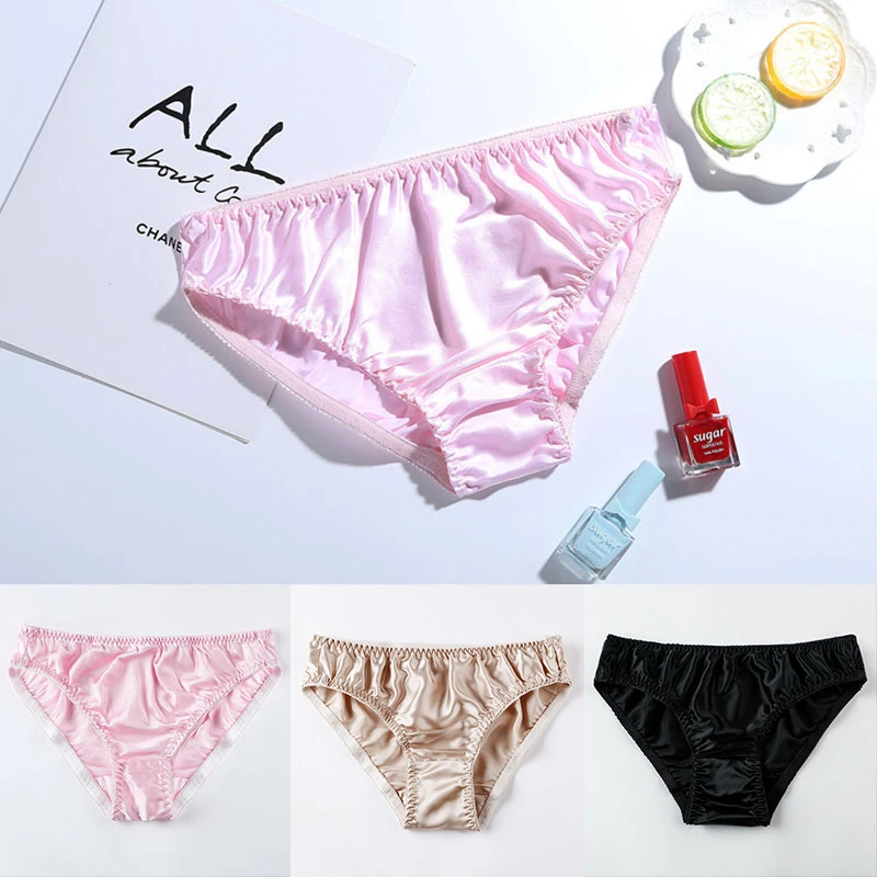 Women 100% Silk Panties Female Seamless Underwear Comfortable Breathable Satin Briefs Sexy Soild Luxury Plus Size Panties