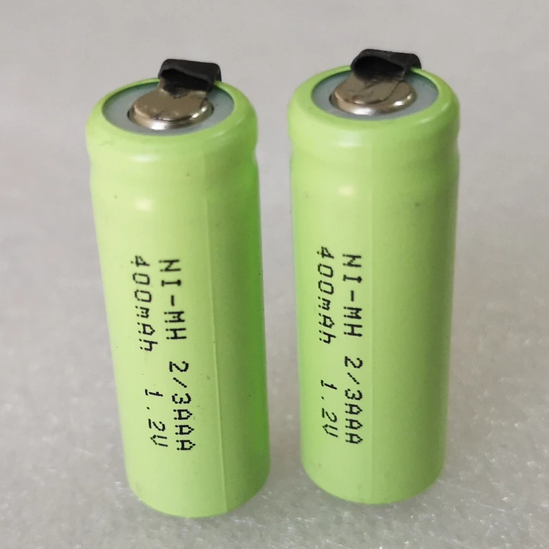 US 400mah 1.2V 2/3AAA ni-mh rechargeable battery 2/3 AAA nimh cell with soldering tabs pins for DIY LED solar light