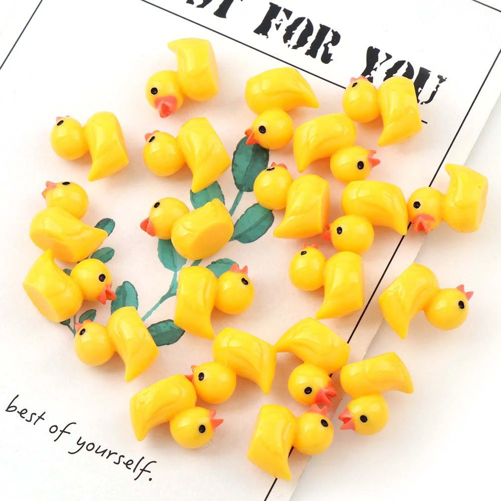 Cute miniature Figurine ornaments for home yellow ducklings Figurine miniature for fairy garden Easter decor Slime Charms