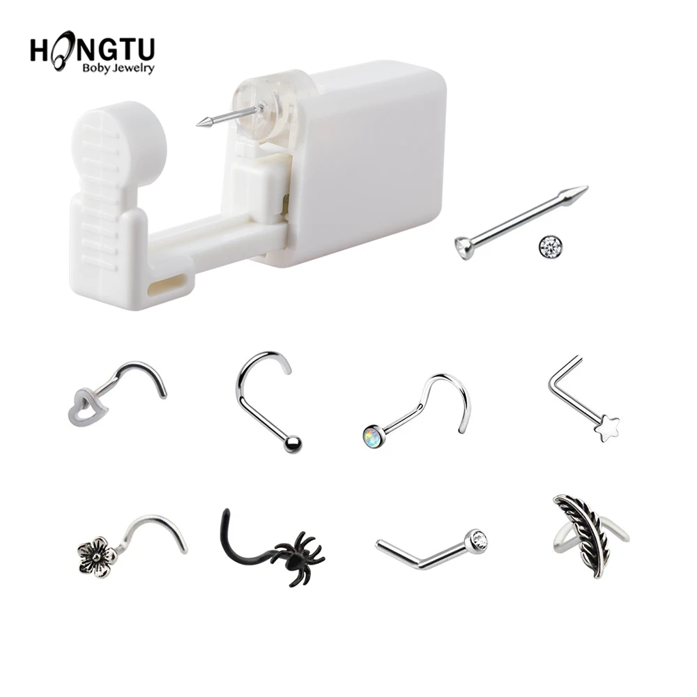 1PC Disposable Nose Piercing Gun Piercer Tool Kit Safe Sterile Piercing Unit for Gem Nose Ring Studs Body Jewelry Fast Shiping