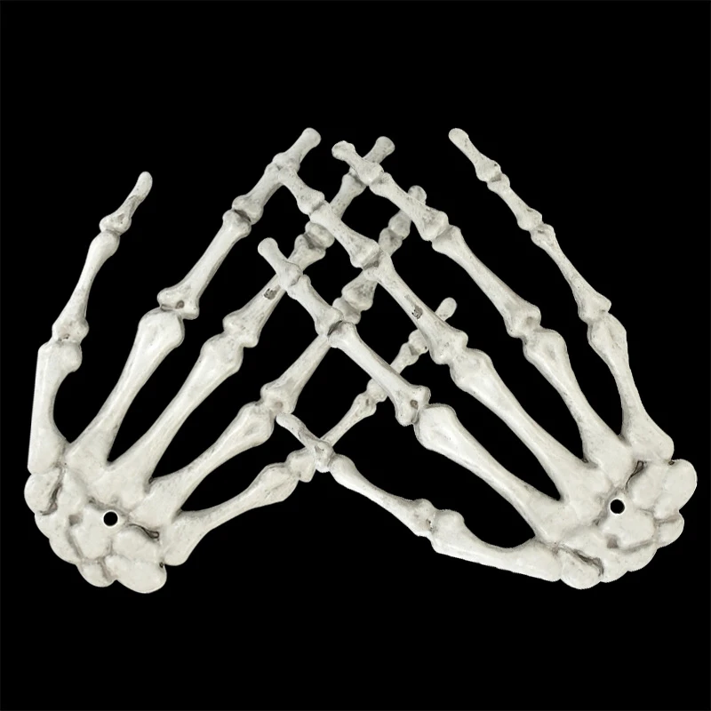 1 Pair Halloween Decoration Skeleton Hands Realistic Life Plastic Fake Human Hand Bone Ghost Haunted House Scary Horror Props