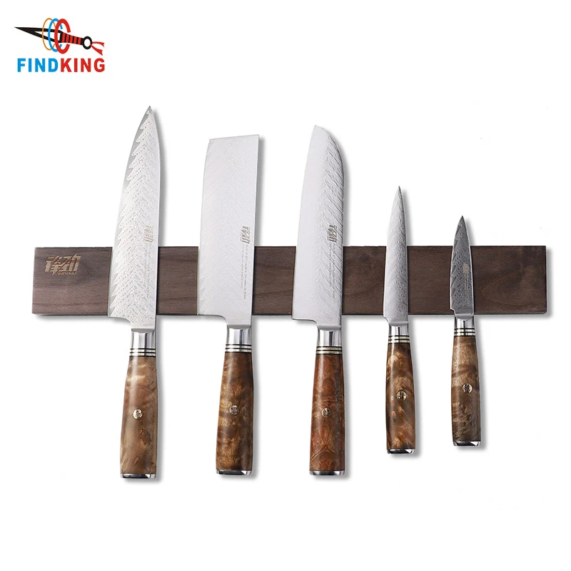 Powerful wooden strip Magnetic Knife Holder Wall Mount for metal Knifes Acacia wood Block magnet Knives rack Kitchen tools