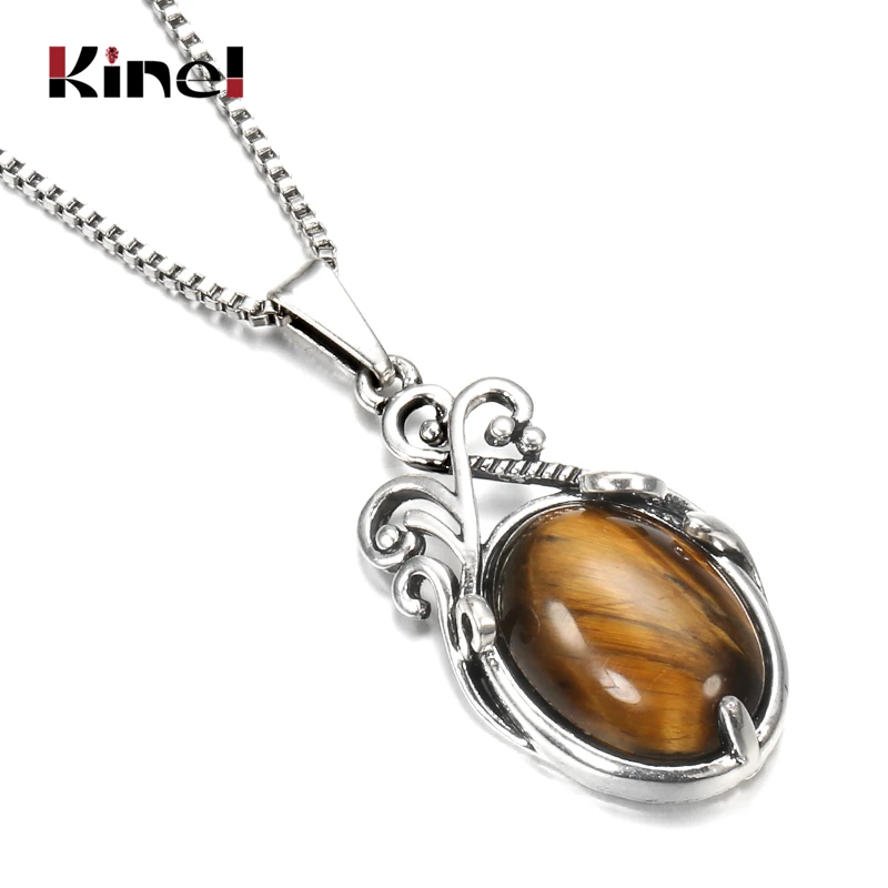 Kinel 2020 New Boho Natural Stone Necklaces Choker For Women Tibetan Silver Beach Party Indian Bride Pendant Wedding Jewelry