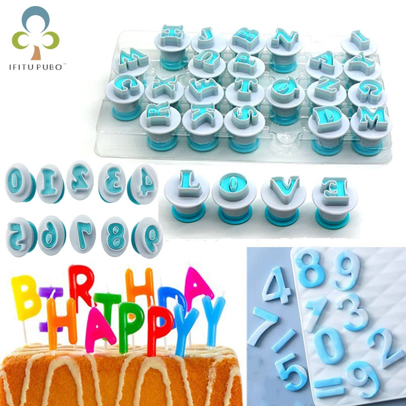 10/26pcs Baking pastry Mold letter fondant Cookie Cutter Upper&Lowercase Alphabet and number cake decoration tools YJN