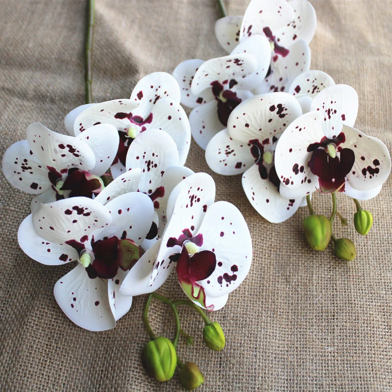 6Heads/branch real touch plastic Artificial Flowers Orchid fake Moth Butterfly Orchids for Home table Wedding Decoration flores