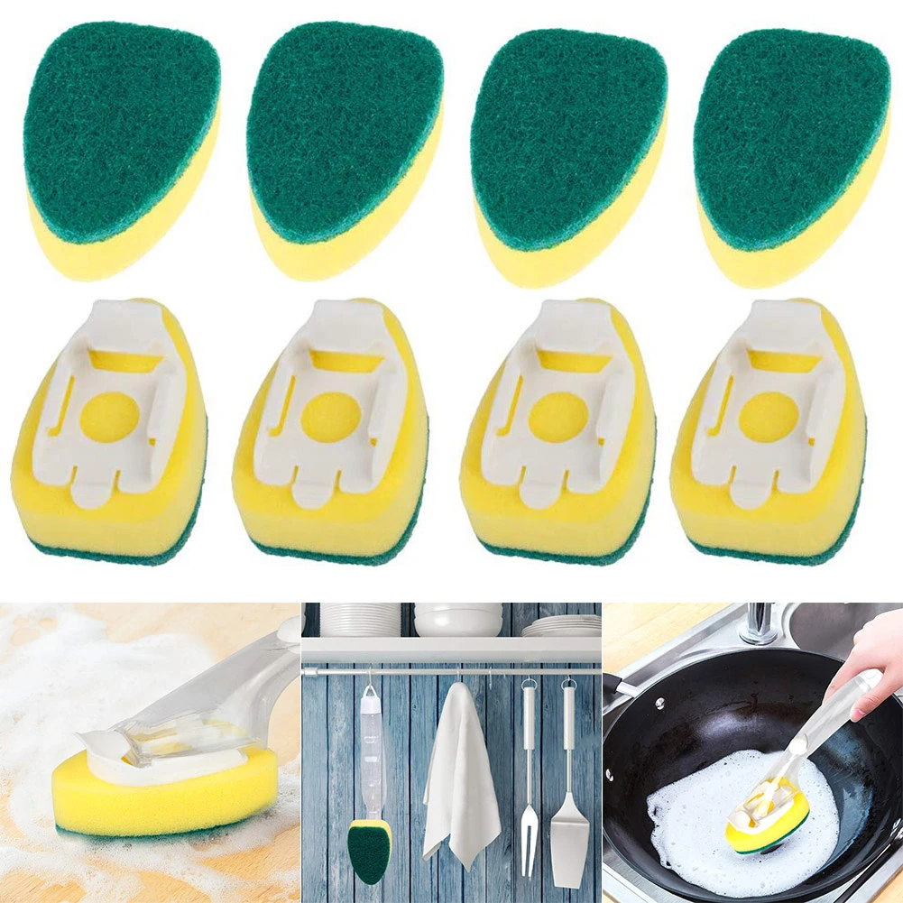 8Pcs Dishwand Refill Replacement Heads Sponge Brush Dish Scrubber Pads for Kitchen Sink UD88