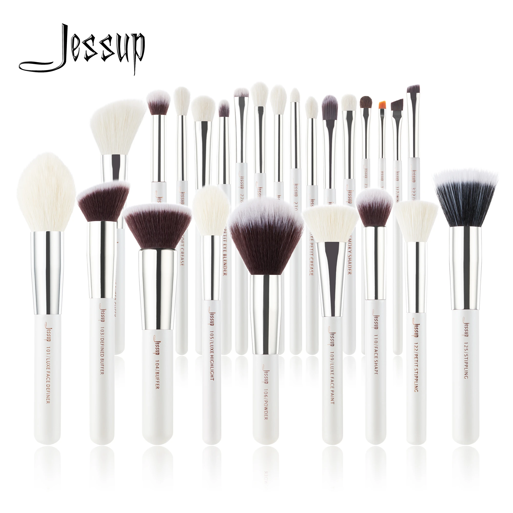Jessup Pearl White/Silver Makeup brushes set Beauty Foundation Powder Eyeshadow Make up Brushes High quality 6pcs-25pcs