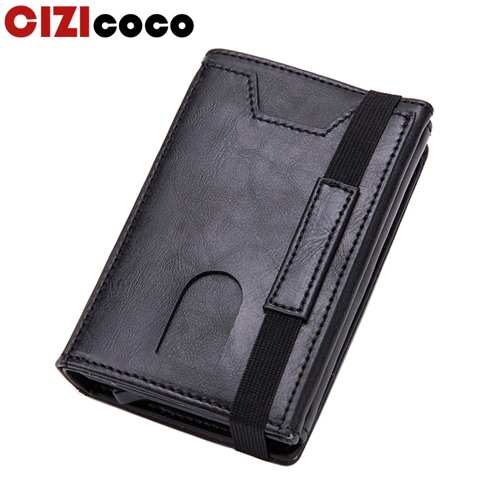 Cizicoco Rfid Men Wallets Classic Card Holder Walet Male Purse Money Wallet Zipper Big Brand Luxury Black Leather Men Wallet