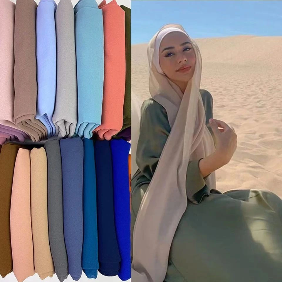 New chiffon hijab women plain bubble chiffon scarf hijab wrap printe solid color shawls headband muslim scarves scarf 86colors