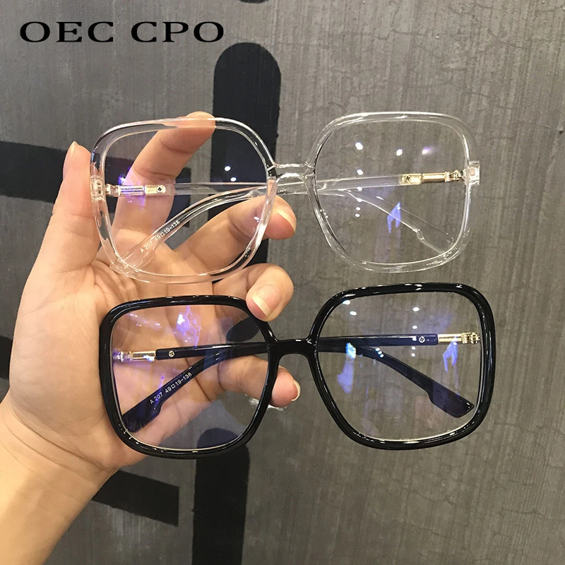 Classic Vintage Sunglasses Women Oversized Square Plastic Frame Luxury Brand Designer Clear Grey Pink Lens Shades Oculos O523