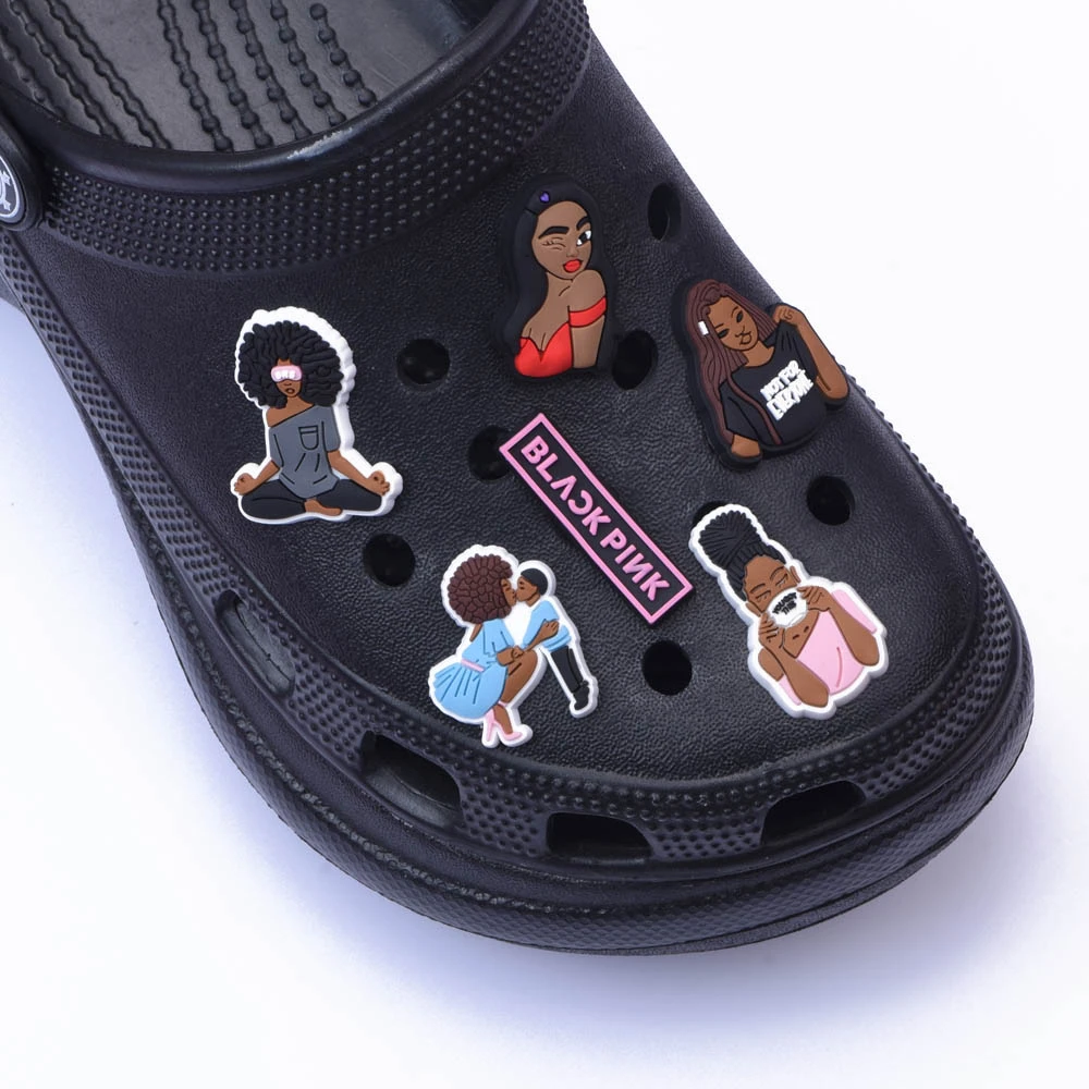 1pcs Black Voters Matter Shoe Charms Croc JIBZ Accessories Designer Black Girl Magic Clog Shoes Buckle Soft PVC BLM Charm