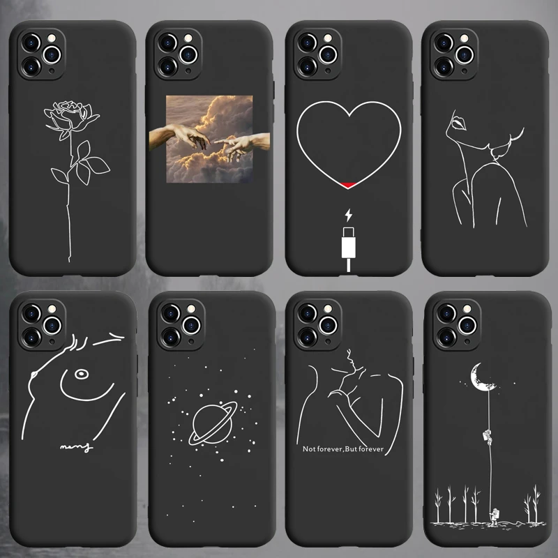 Fashion Soft TPU Girl Lisa Art David line Painted Phone Case Coque Fundas For iPhone 12 6S 7 8Plus X XS 11 Pro Max SE20 13 Cases