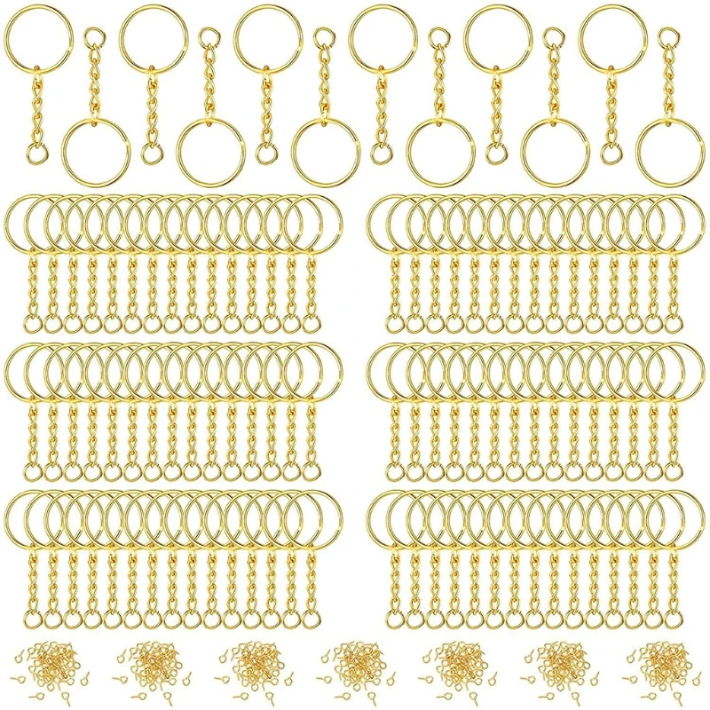 Keychain Rings with Jump Rings Screw Eye Pins for Resin DIY Crafts Jewelry