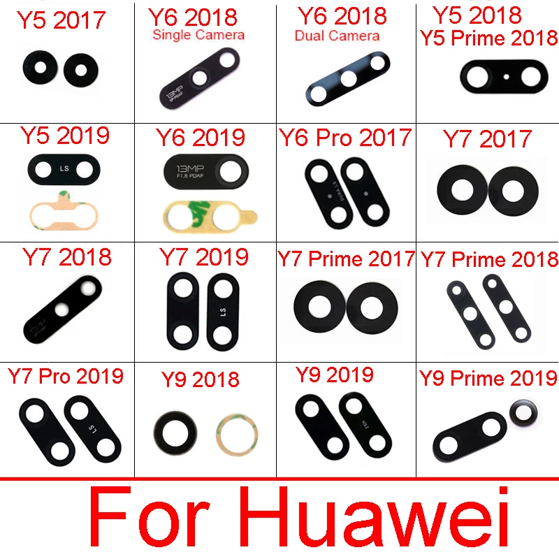 Back Rear Camera Glass Lens With Sticker For Huawei Y5 Y6 Y7 Y9 Pro Prime 2017 2018 2019 Dual Single Main Camera Glass Lens