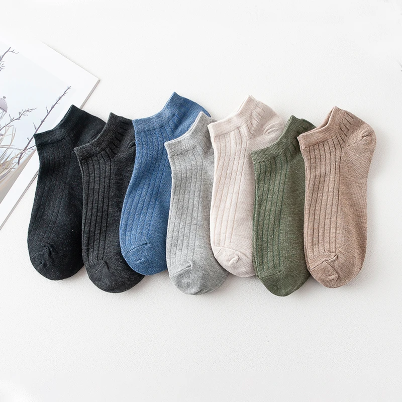 5 Pairs Women Simple Solid Cotton Casual Striped Short Socks for Ladies Breathable Comfortable Soft Trendy Japanese Korea Sox