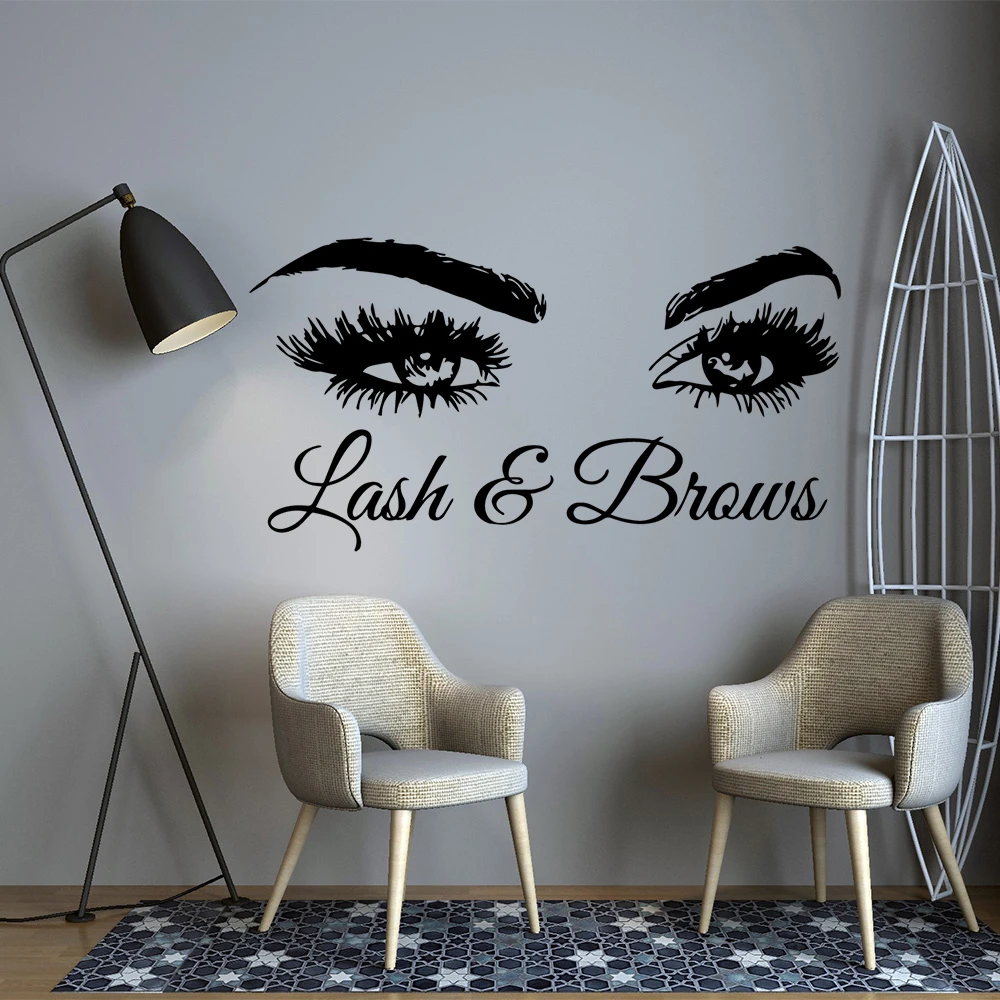 Beauty Salon Eyes Vinyl Wall Sticker For Bedroom Living Room Decoration Lash And Brows Wall Decals Sticker Murals Wallpaper