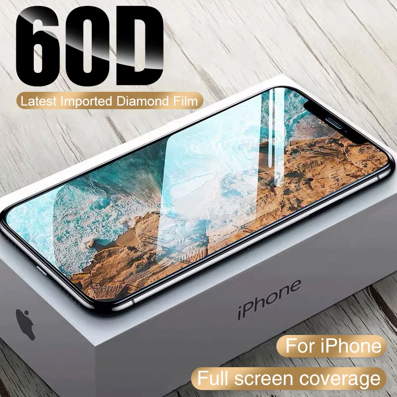 60D Full Cover Protective Glass On For iPhone 12 11 13 Pro Max XR Screen Protector For iPhone 11 12 13 Mini Tempered Glass film